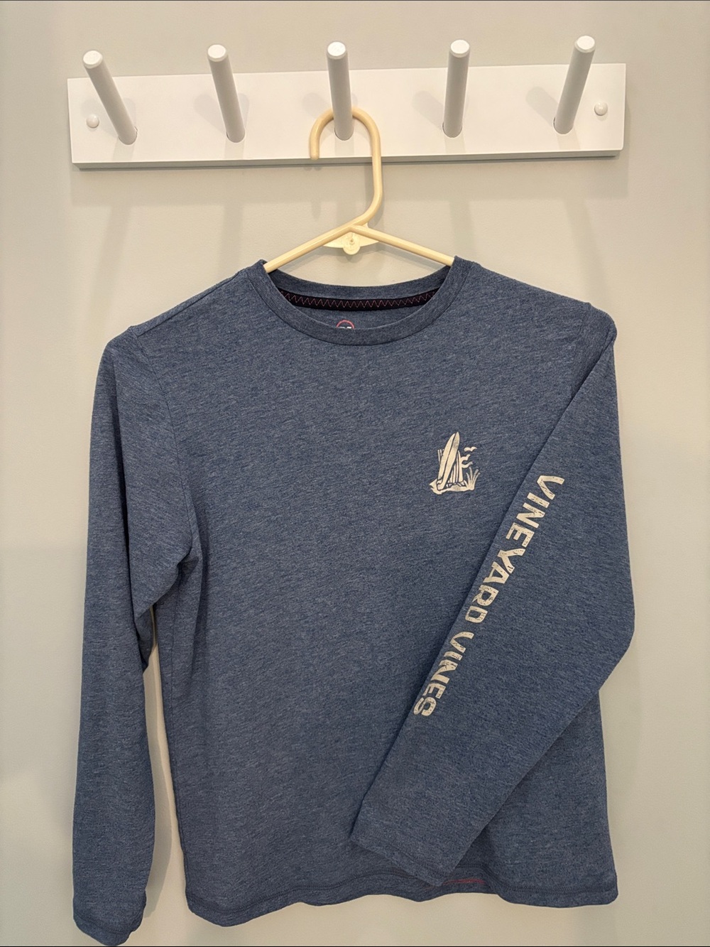 Vineyard Vines Navy Heather Long Sleeve Tee with White Logo